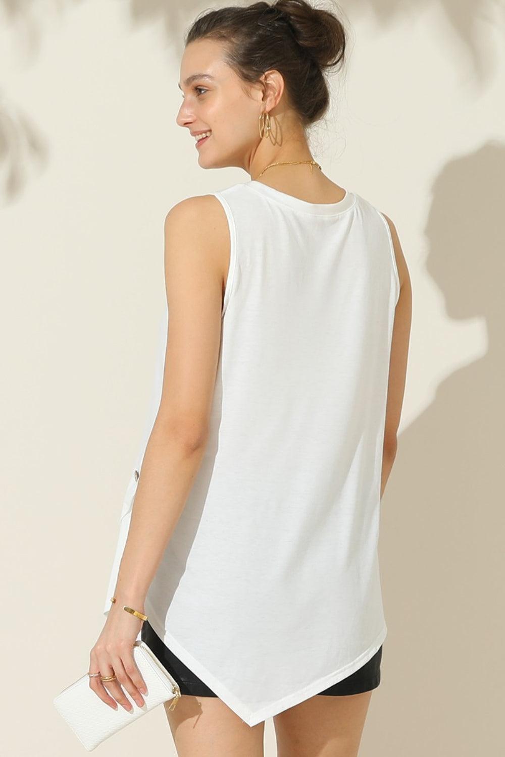 Ninexis Round Neck Button Side Tank - Divasha