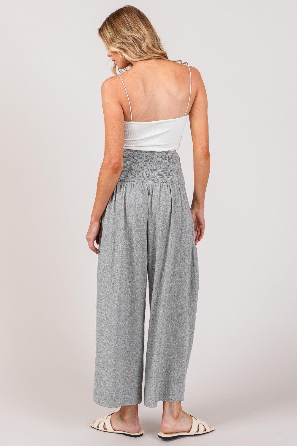 SAGE + FIG Drawstring Smocked High Waist Pants - Divasha