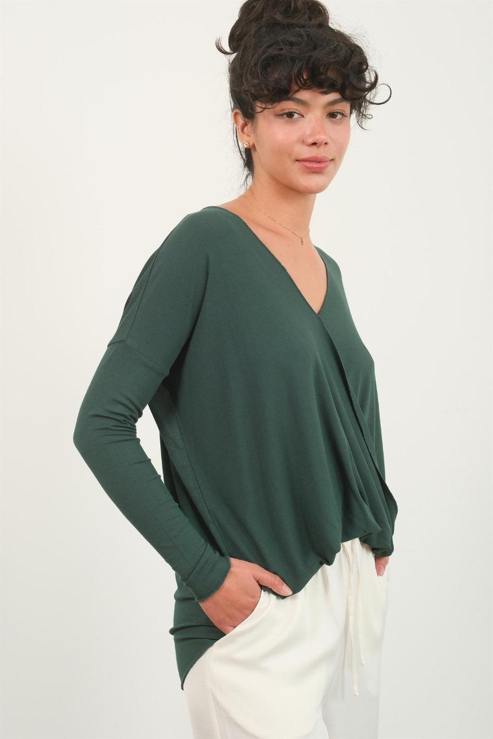 HYFVE Draped Drop Shoulder Long Sleeve Top - Divasha