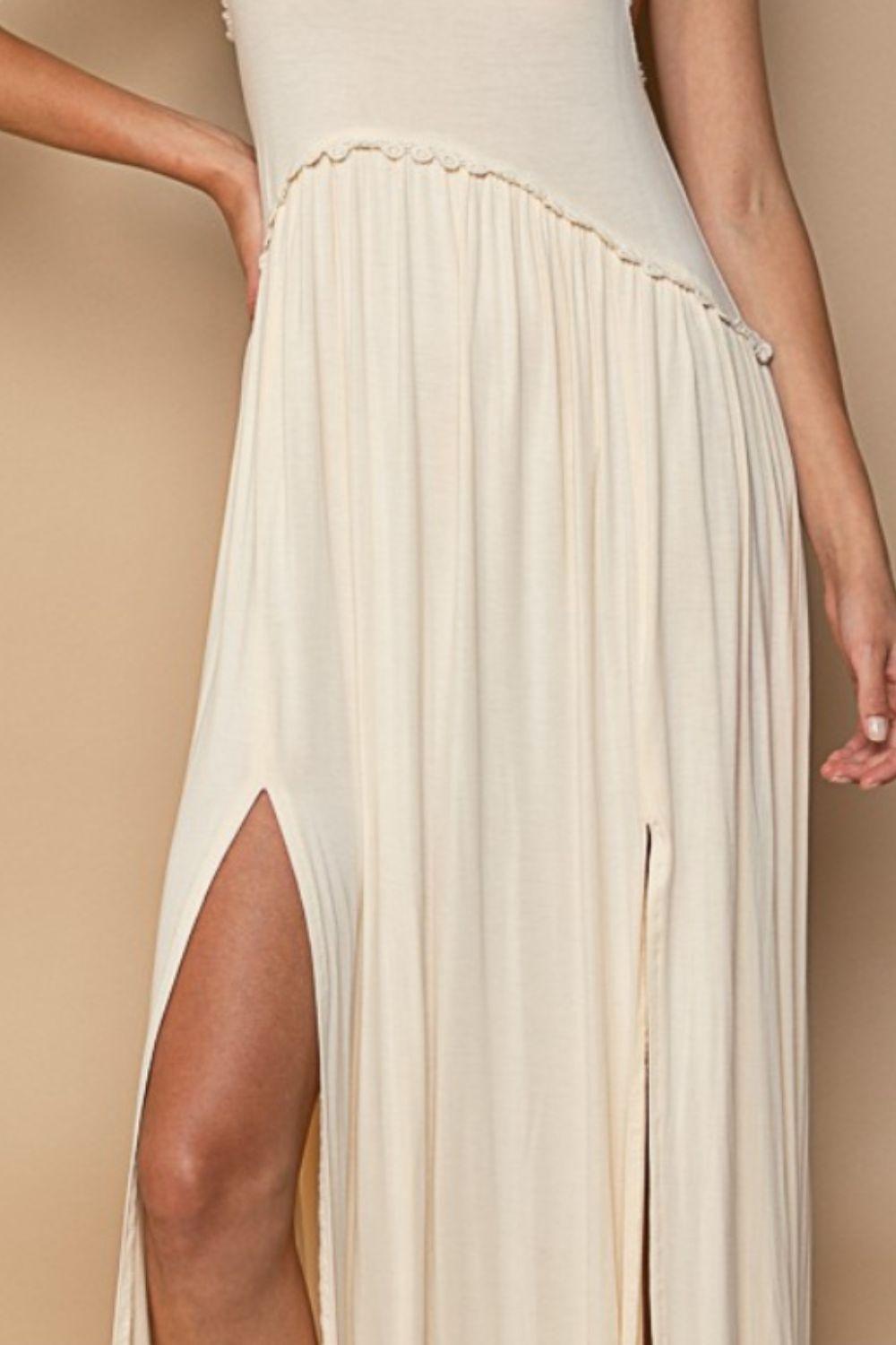 POL Sleeveless Back Zipper Front Slit Maxi Dress - Divasha