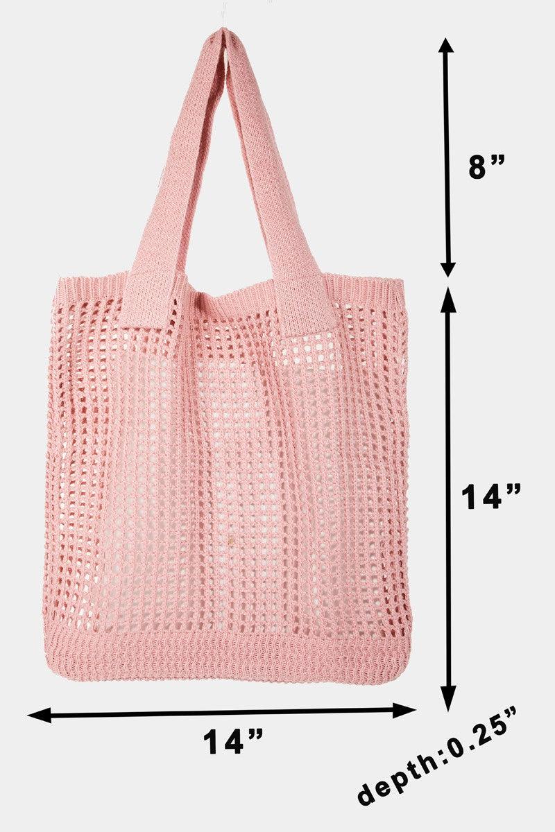 Fame Pointelle Knit Crochet Tote Bag - Divasha