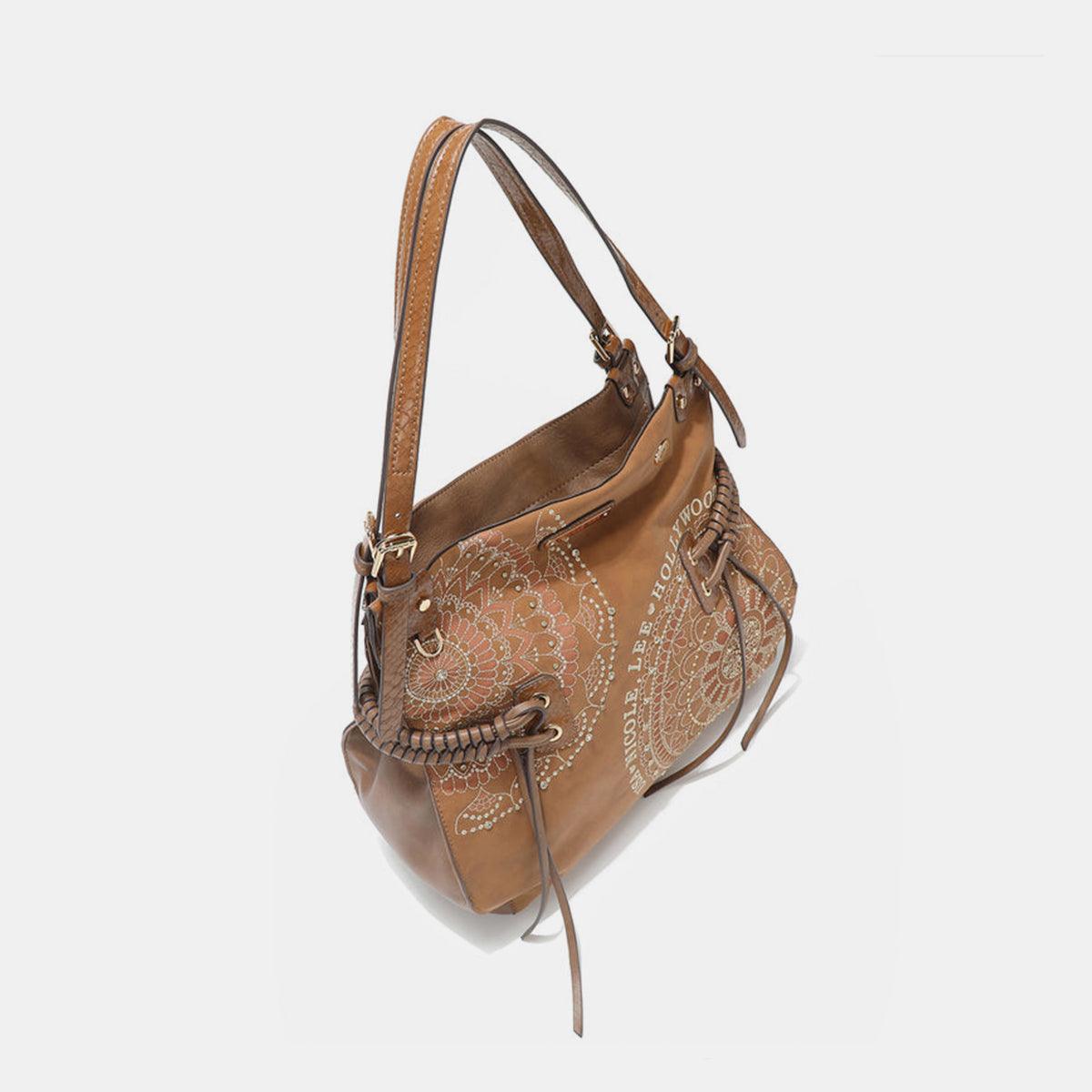 Nicole Lee USA Side Braided Tassel Inlaid Rhinestone Embroidery Hobo Bag - Divasha