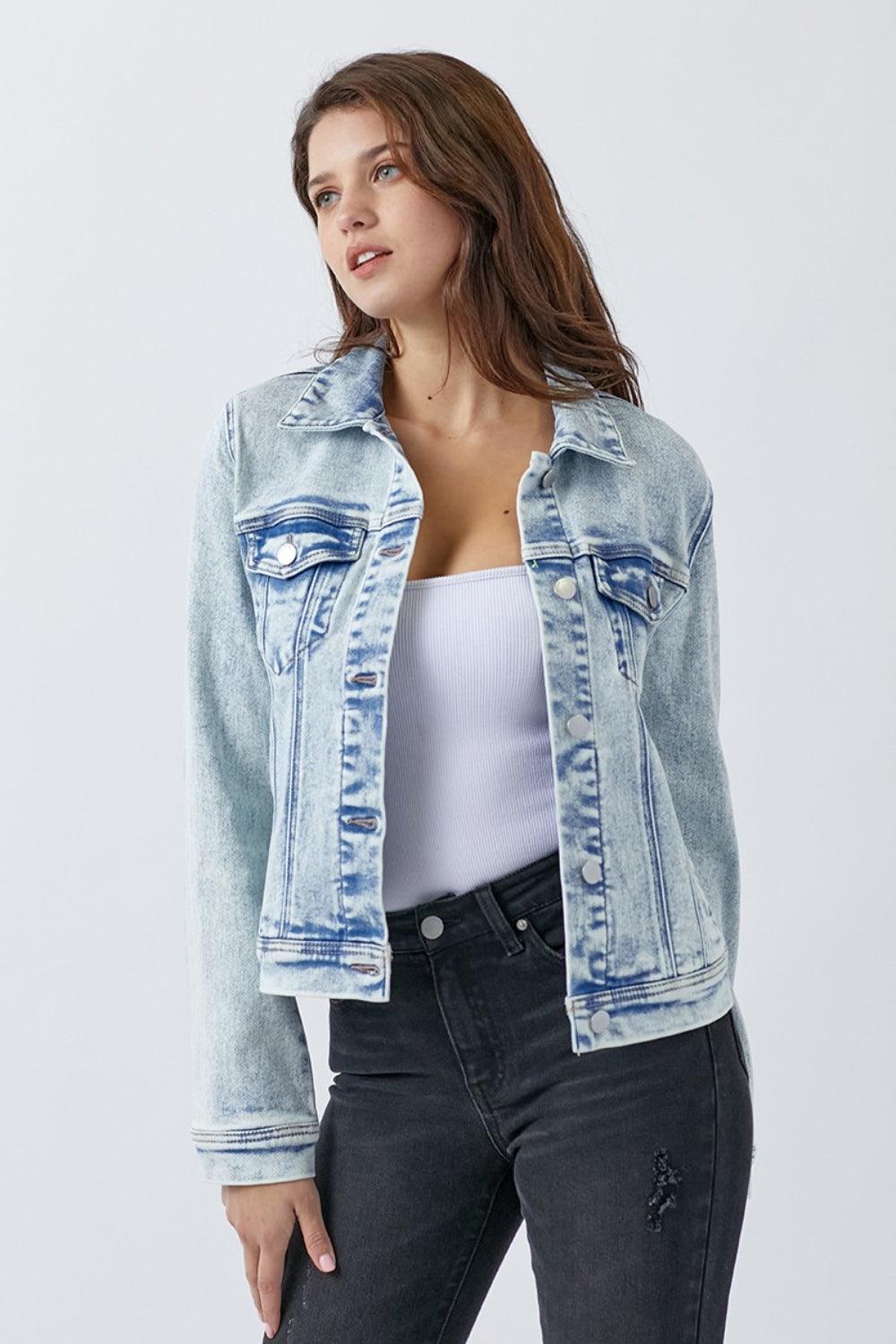 RISEN Button Up Washed Denim Jacket - Divasha