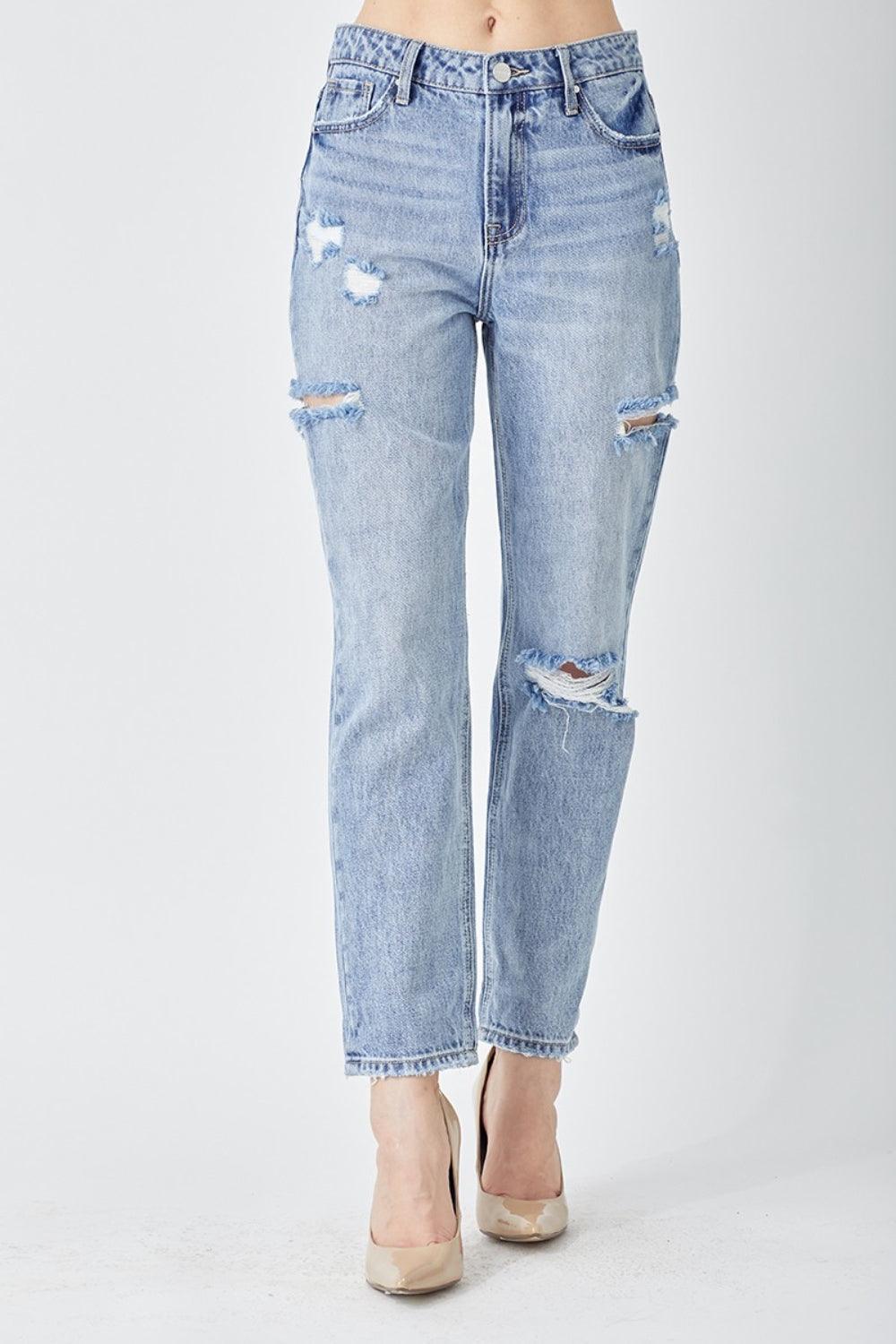 RISEN Distressed Slim Cropped Jeans - Divasha