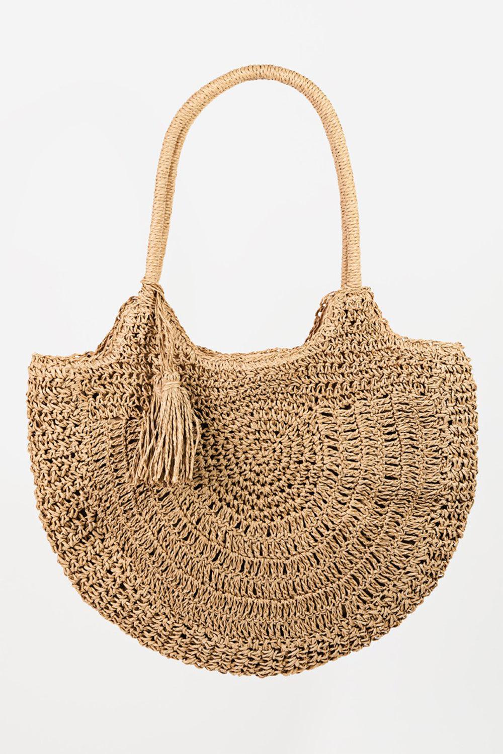 Fame Straw Braided Tote Bag with Tassel - Divasha