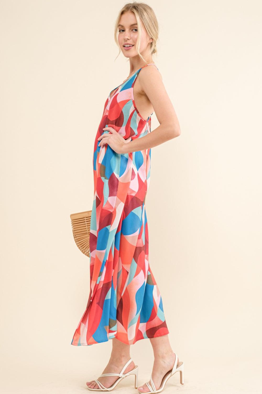 And the Why Printed Crisscross Back Cami Dress - Divasha