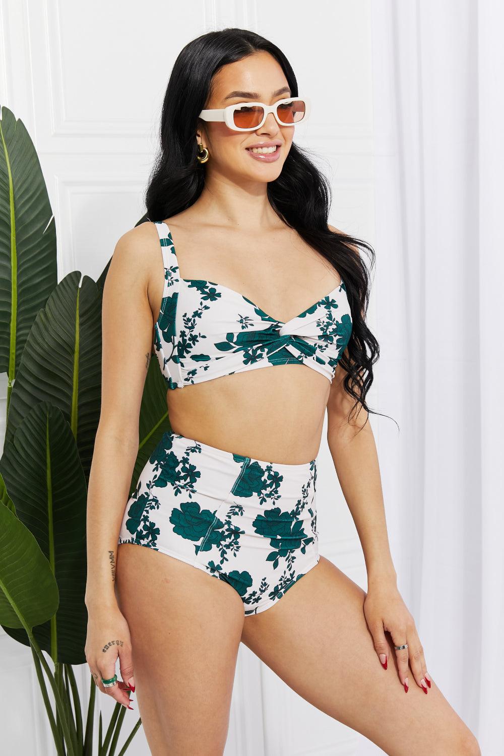 Marina West Swim Take A Dip Twist High-Rise Bikini in Forest - Divasha