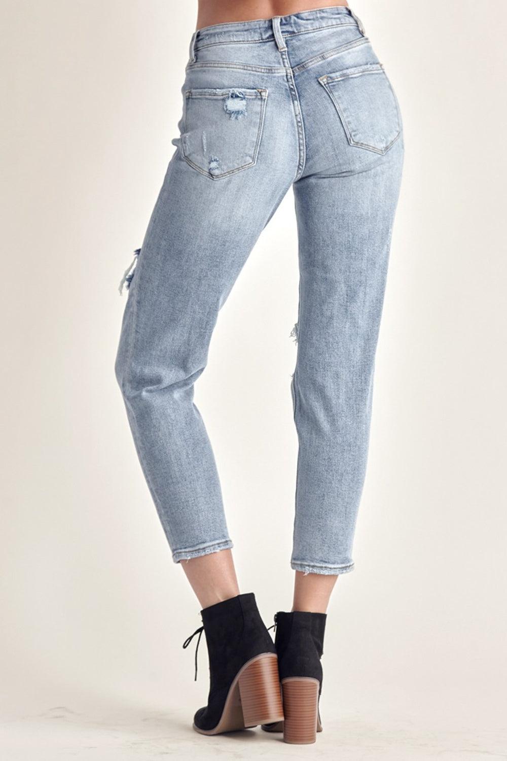 RISEN Distressed Slim Cropped Jeans - Divasha