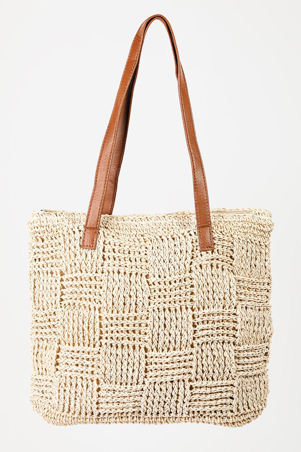 Fame Braided Faux Leather Strap Tote Bag - Divasha