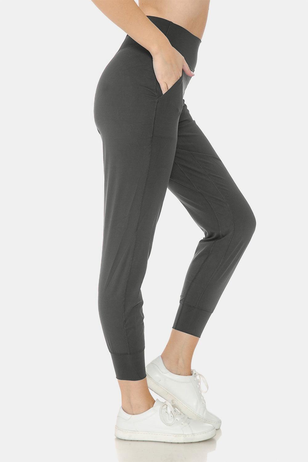 Leggings Depot Wide Waistband Slim Active Joggers - Divasha