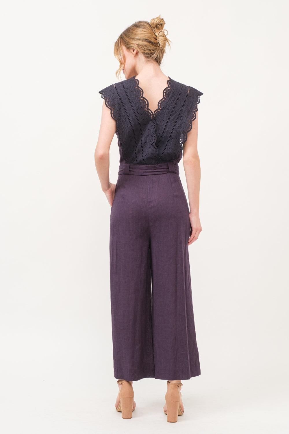 And The Why Laced Surplice Tie Waist Jumpsuit - Divasha