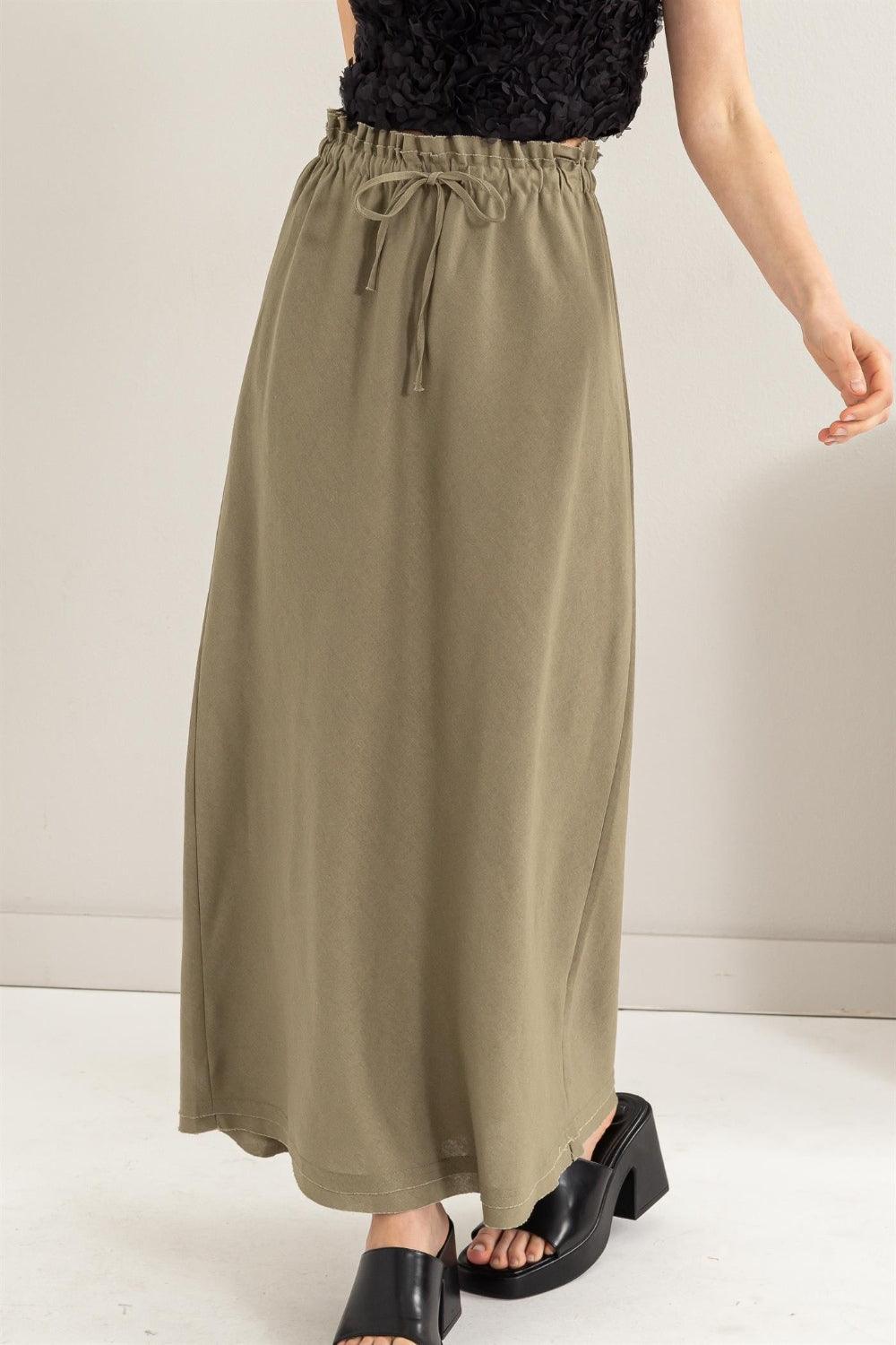 HYFVE Drawstring Washed Linen Maxi Skirt - Divasha