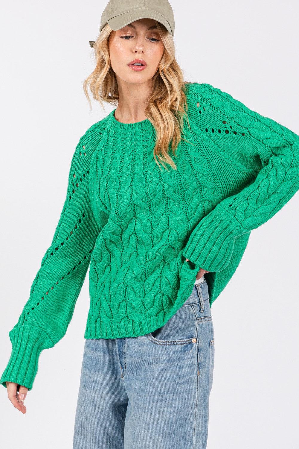 SAGE + FIG Cable-Knit Long Sleeve Sweater - Divasha