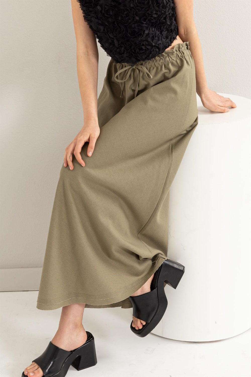 HYFVE Drawstring Washed Linen Maxi Skirt - Divasha