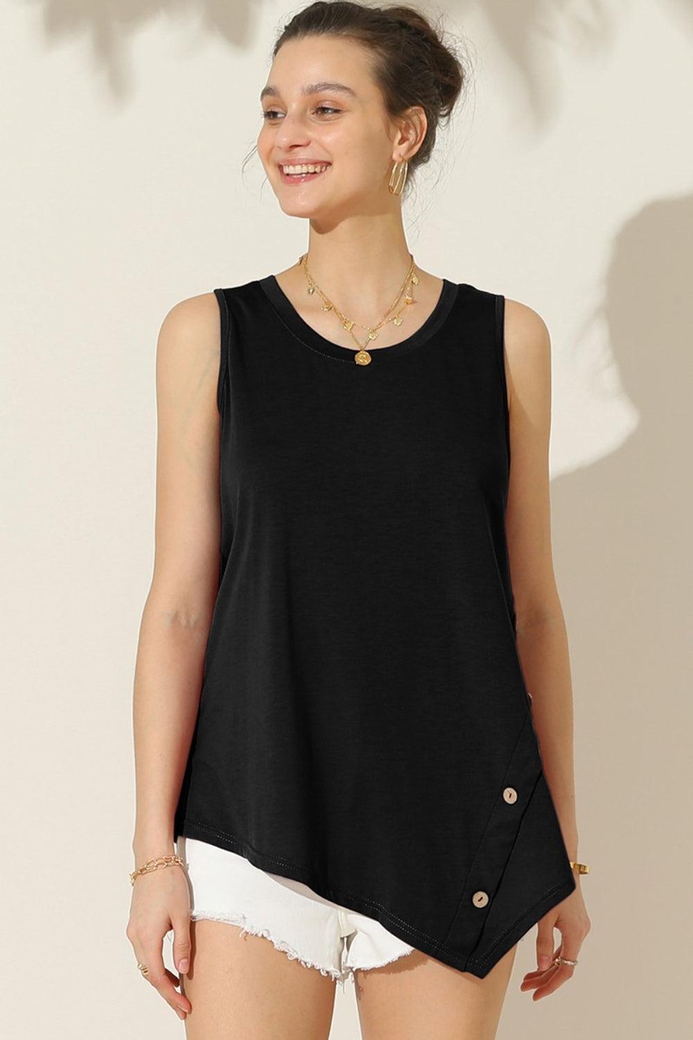 Ninexis Round Neck Button Side Tank - Divasha