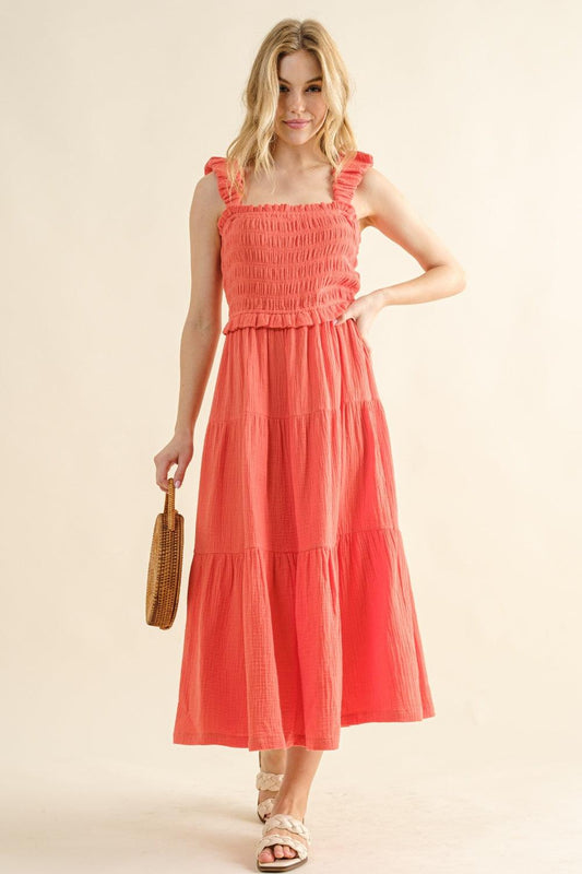 And The Why Smocked Ruffled Tiered Dress - Divasha