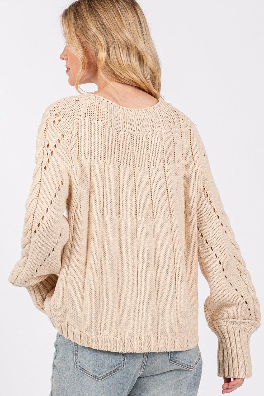 SAGE + FIG Cable-Knit Long Sleeve Sweater - Divasha