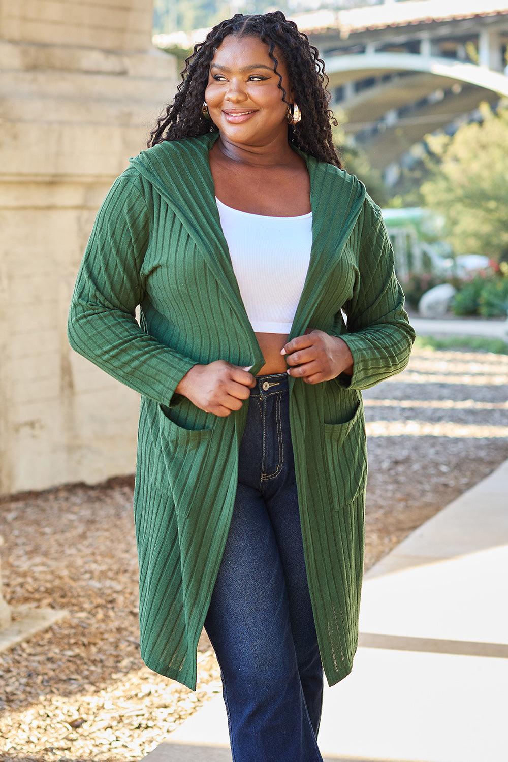 Basic Bae Full Size Hooded Sweater Cardigan - Divasha