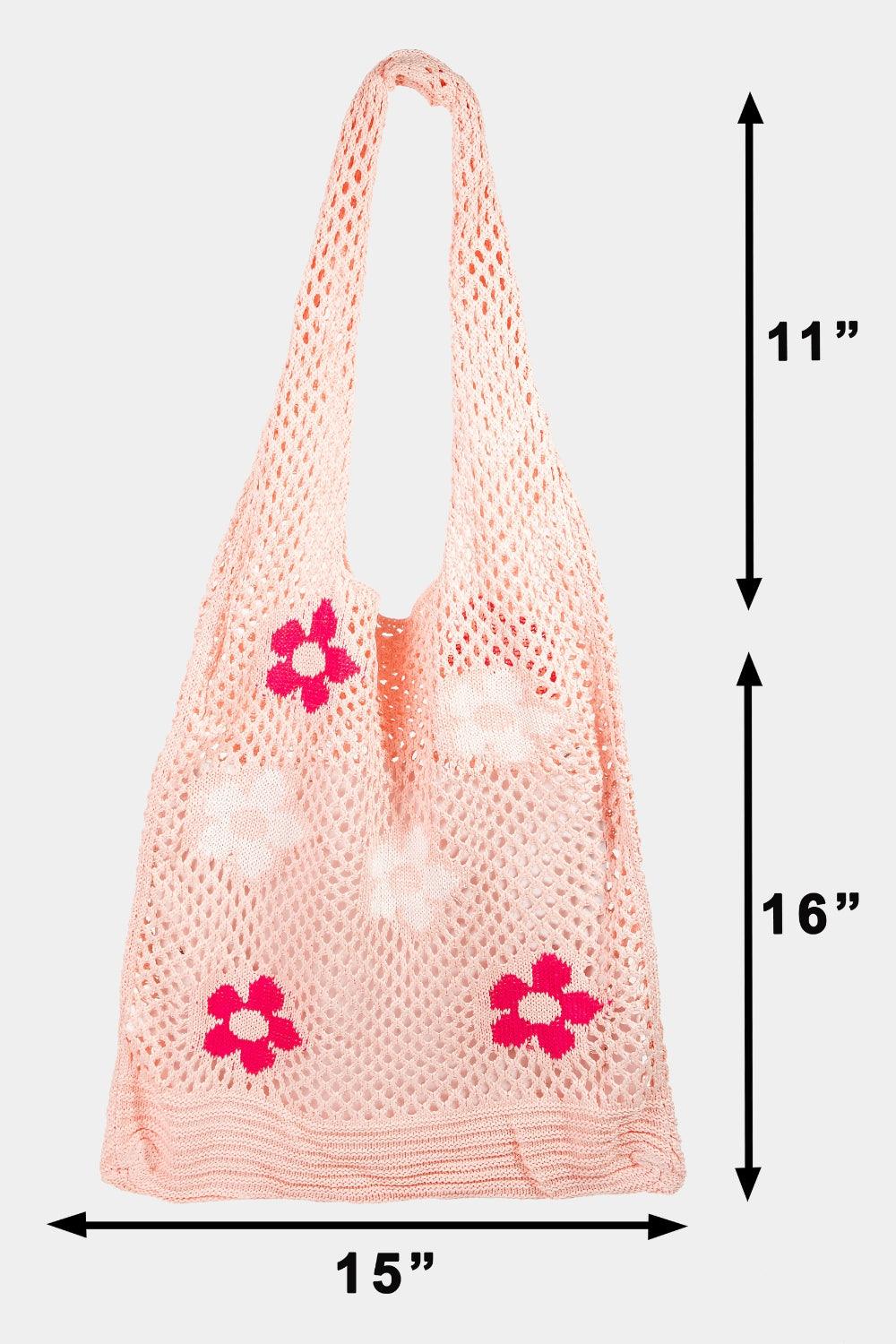 Fame Flower Pattern Knitted Tote Bag - Divasha