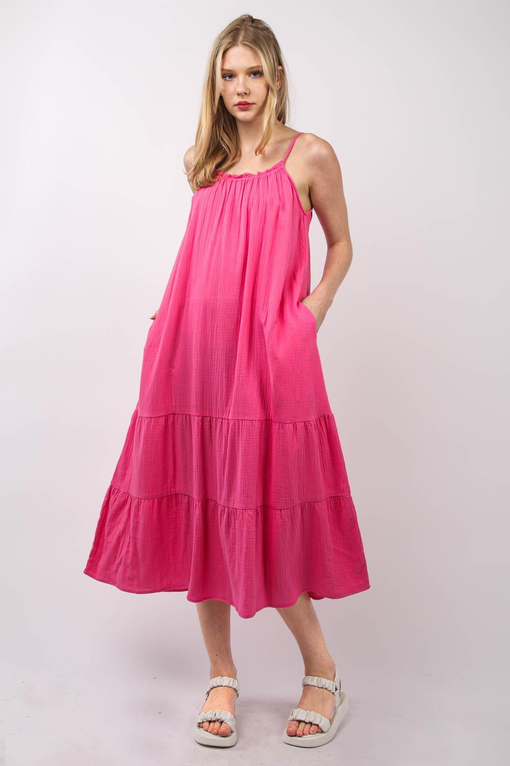 VERY J Ruffled A-Line Midi Cami Dress - Divasha