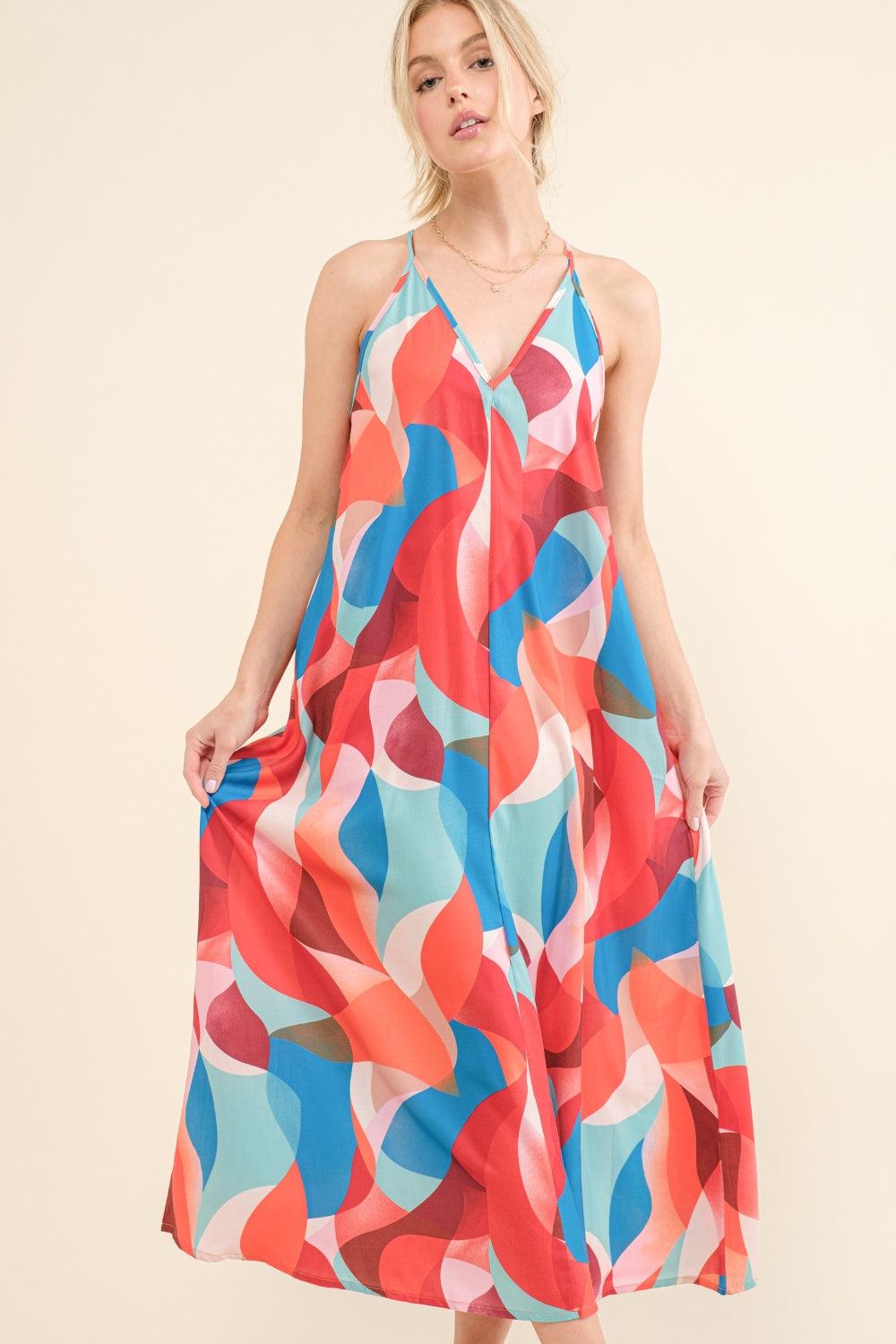 And the Why Printed Crisscross Back Cami Dress - Divasha