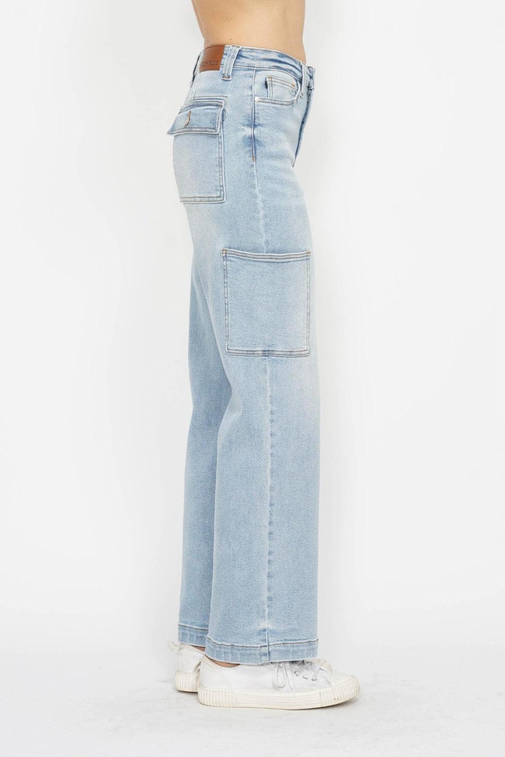 Judy Blue Full Size High Waist Straight Cargo Jeans - Divasha