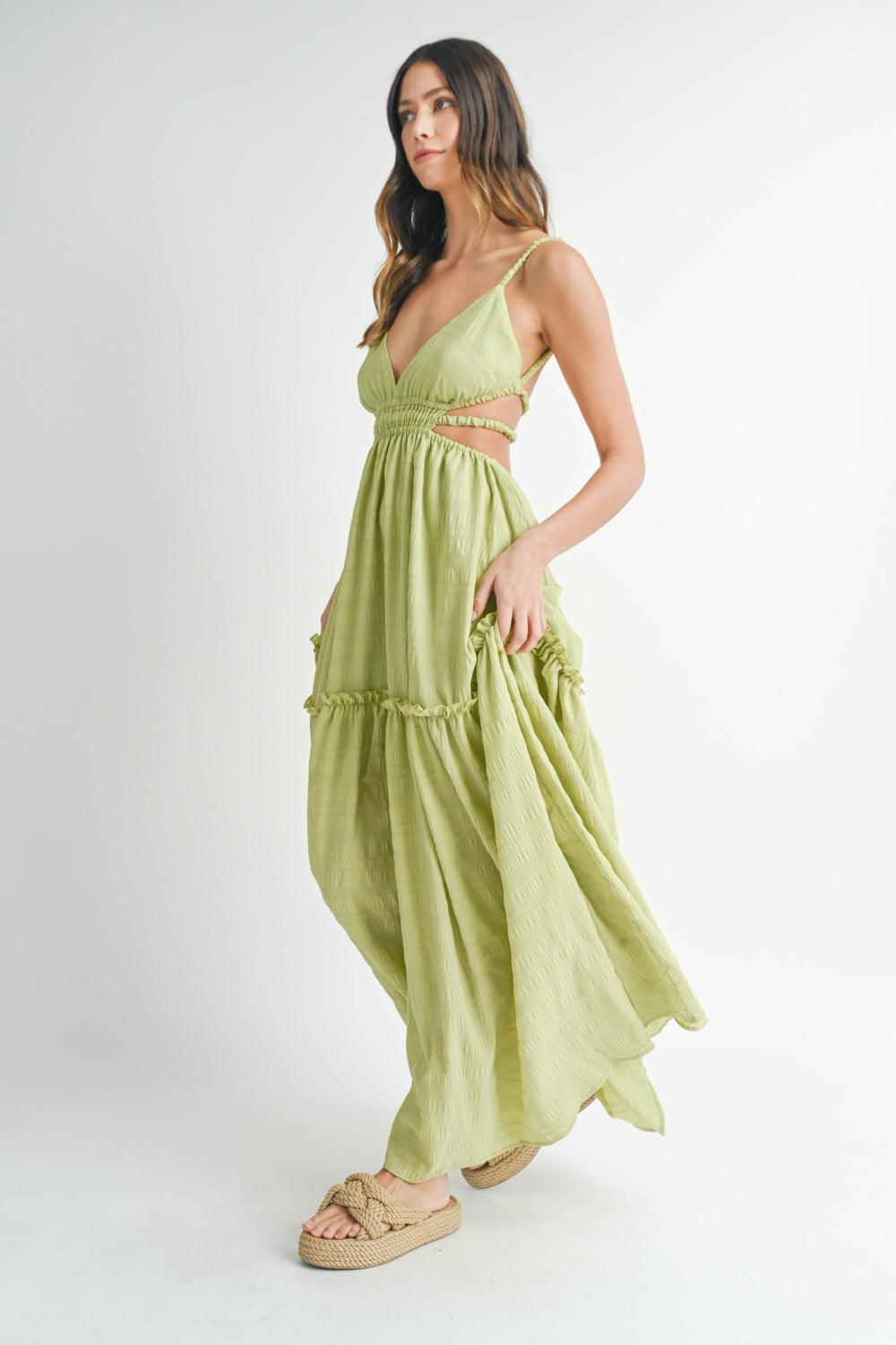 MABLE Cutout Waist Backless Maxi Dress - Divasha