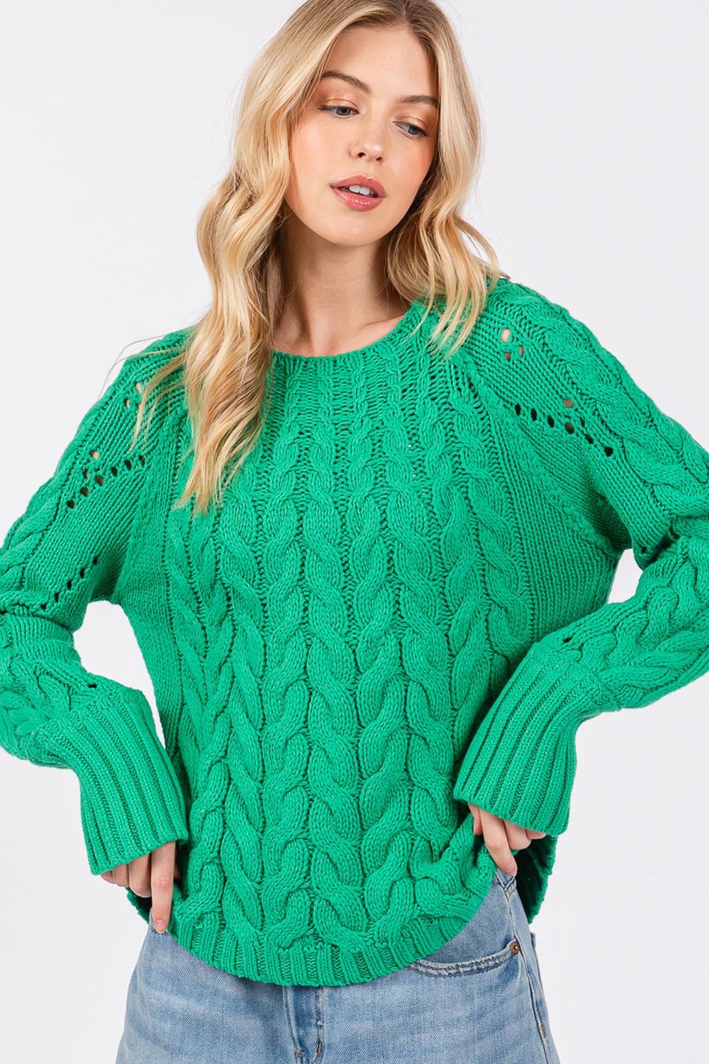 SAGE + FIG Cable-Knit Long Sleeve Sweater - Divasha