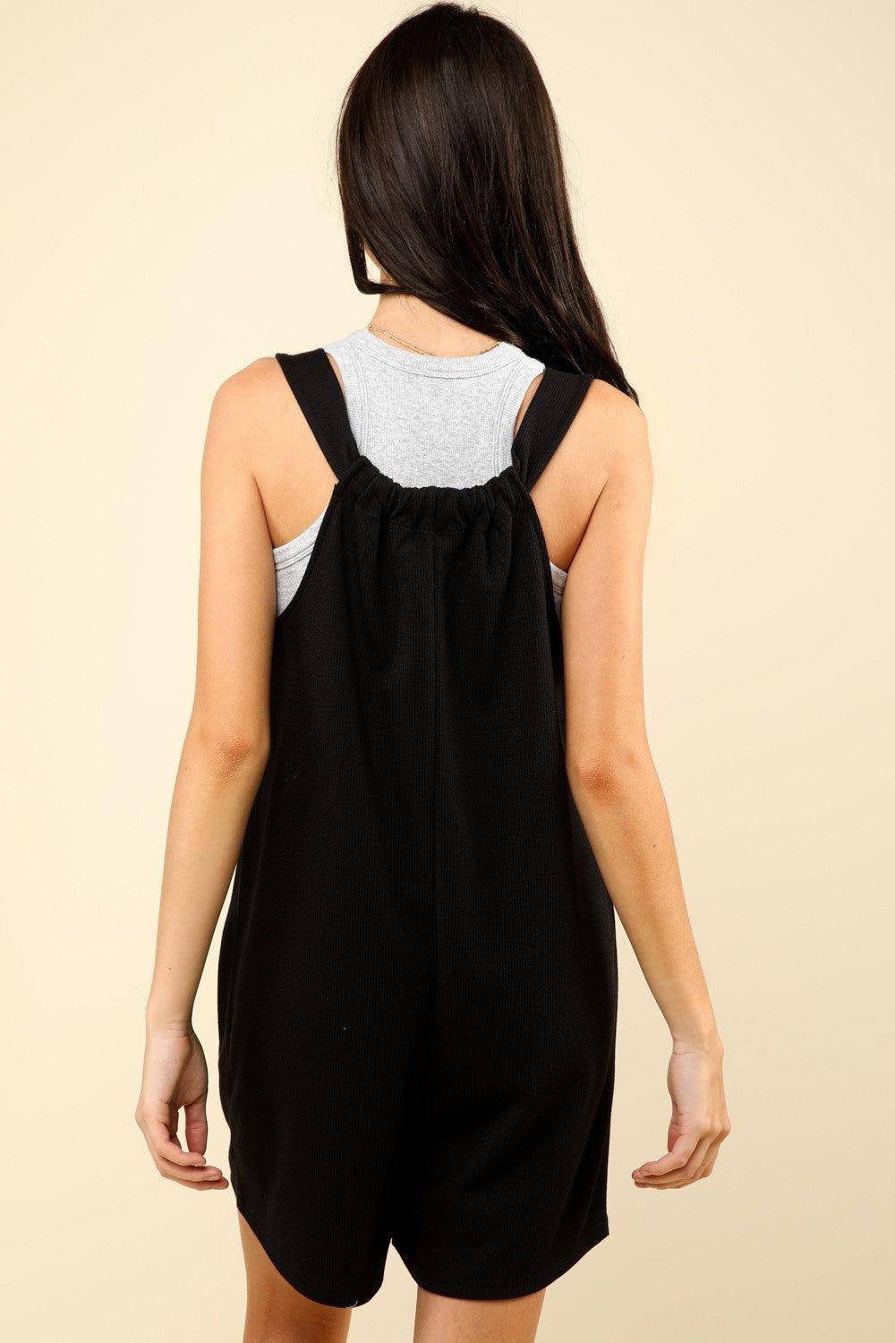 VERY J Tie Shoulder Front Pocket Romper - Divasha