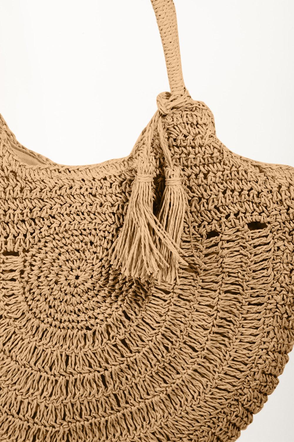 Fame Straw Braided Tote Bag with Tassel - Divasha