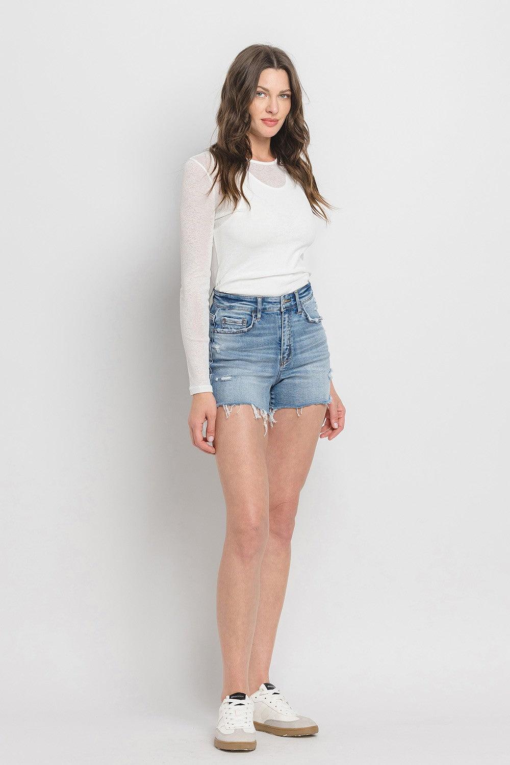 Vervet by Flying Monkey High Rise Denim Shorts - Divasha