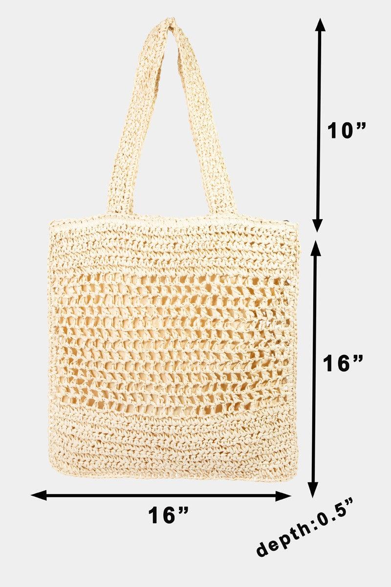 Fame Straw-Paper Crochet Tote Bag - Divasha