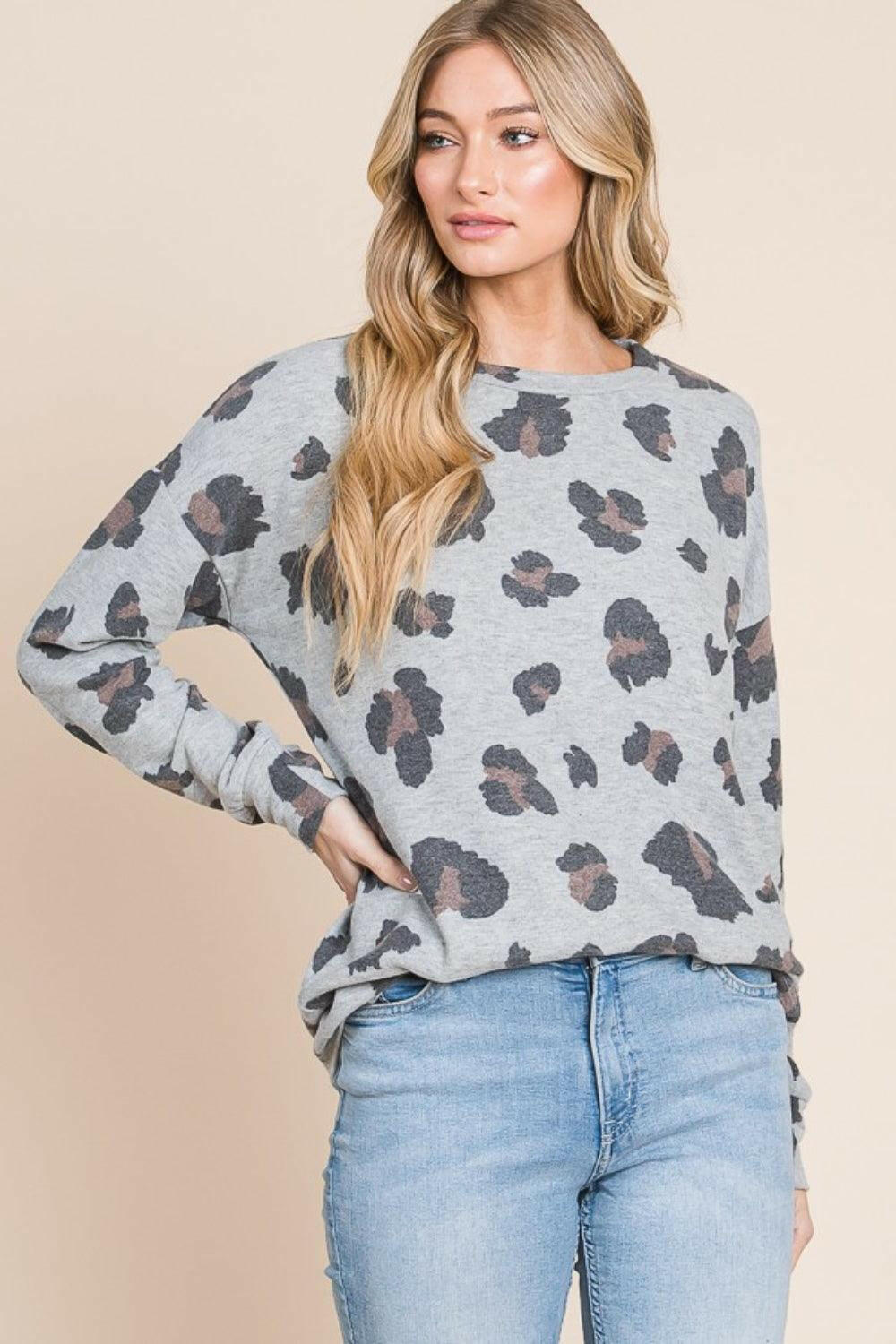 BOMBOM Leopard Drop Shoulder T-Shirt - Divasha