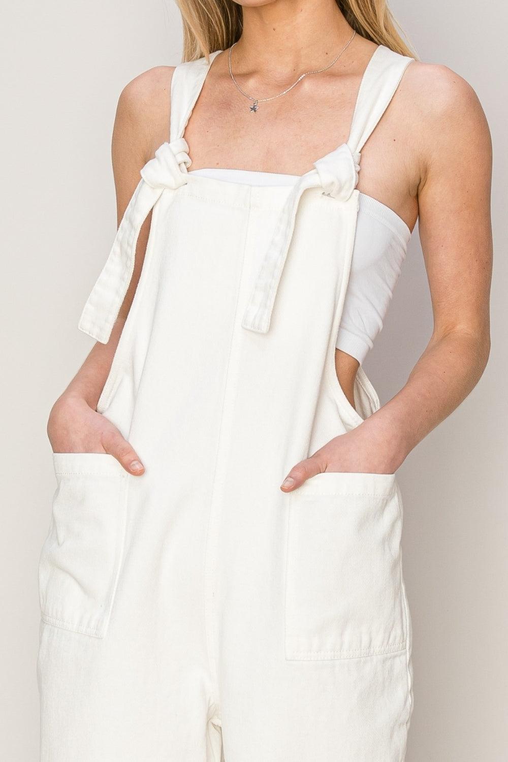 HYFVE Washed Twill Knotted Strap Overalls - Divasha