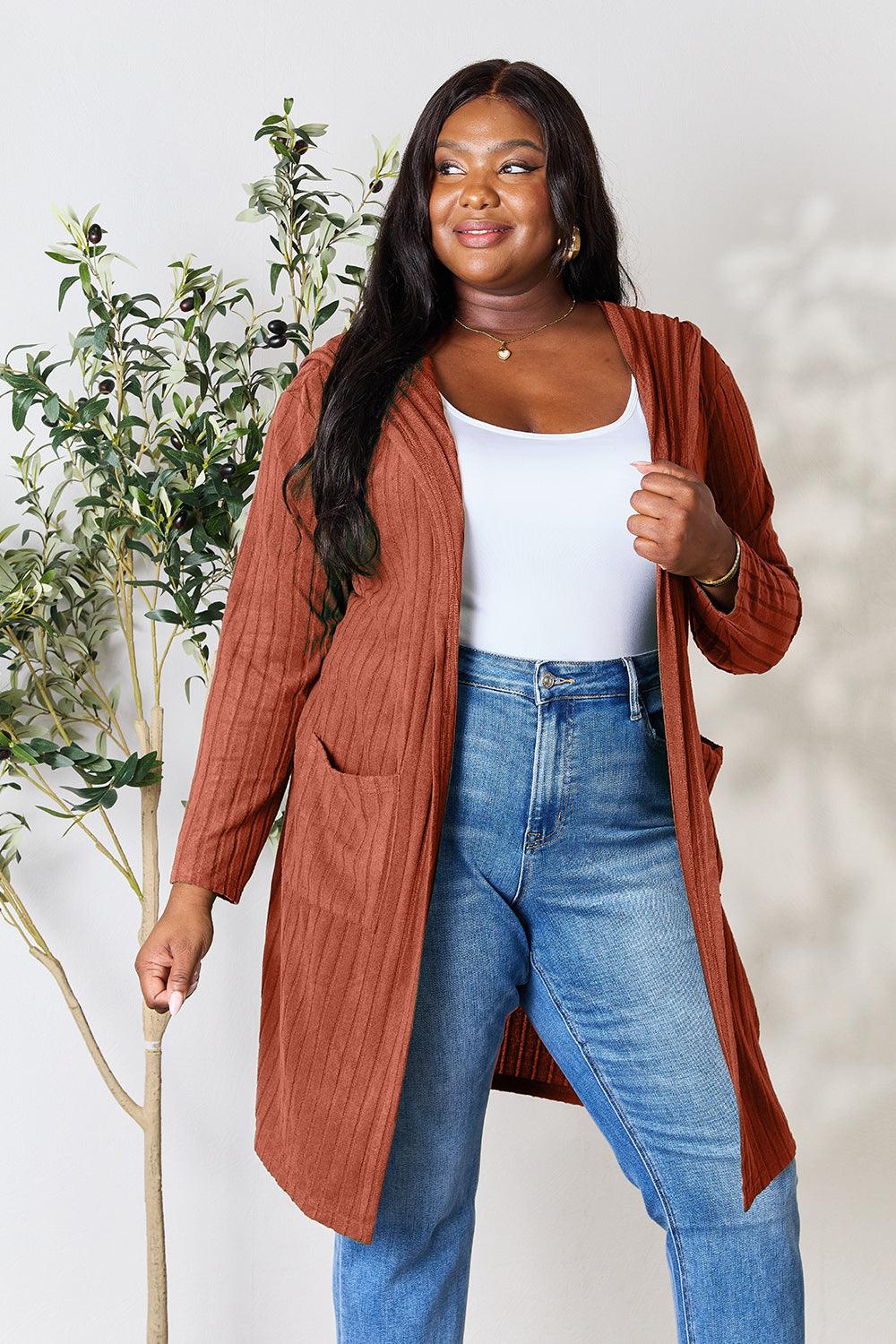 Basic Bae Full Size Hooded Sweater Cardigan - Divasha