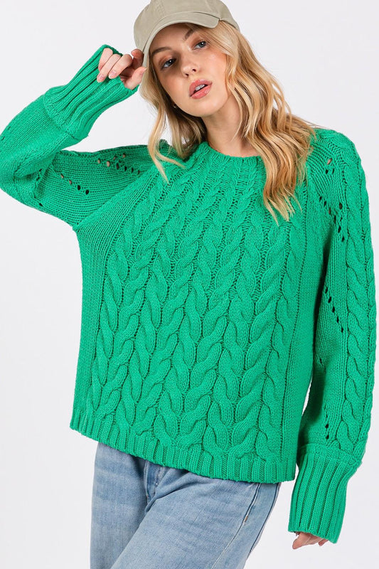 SAGE + FIG Cable-Knit Long Sleeve Sweater - Divasha