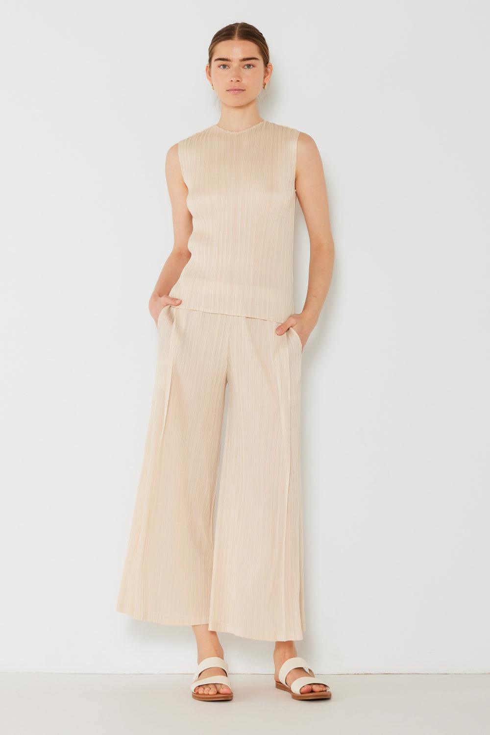 Marina West Swim Pleated Wide-Leg Pants with Side Pleat Detail - Divasha