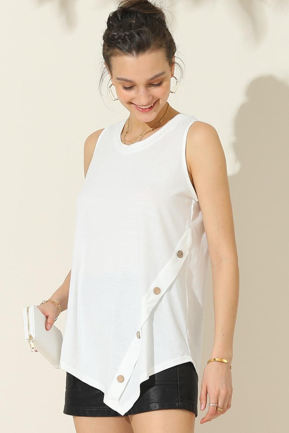 Ninexis Round Neck Button Side Tank - Divasha