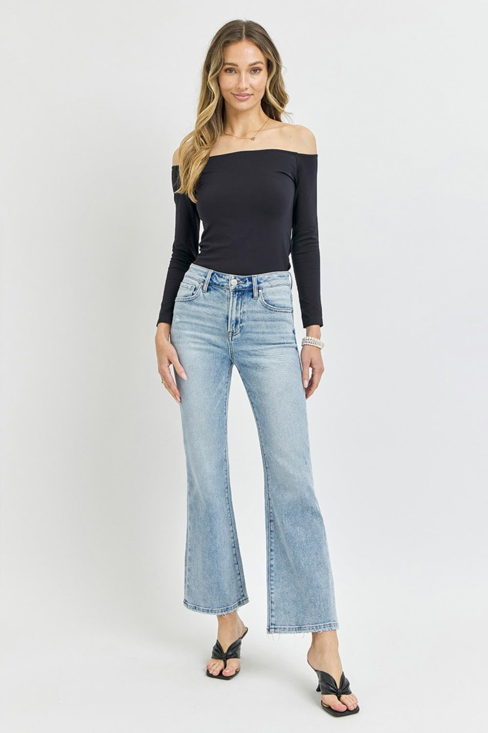 RISEN Full Size High Rise Ankle Flare Jeans - Divasha