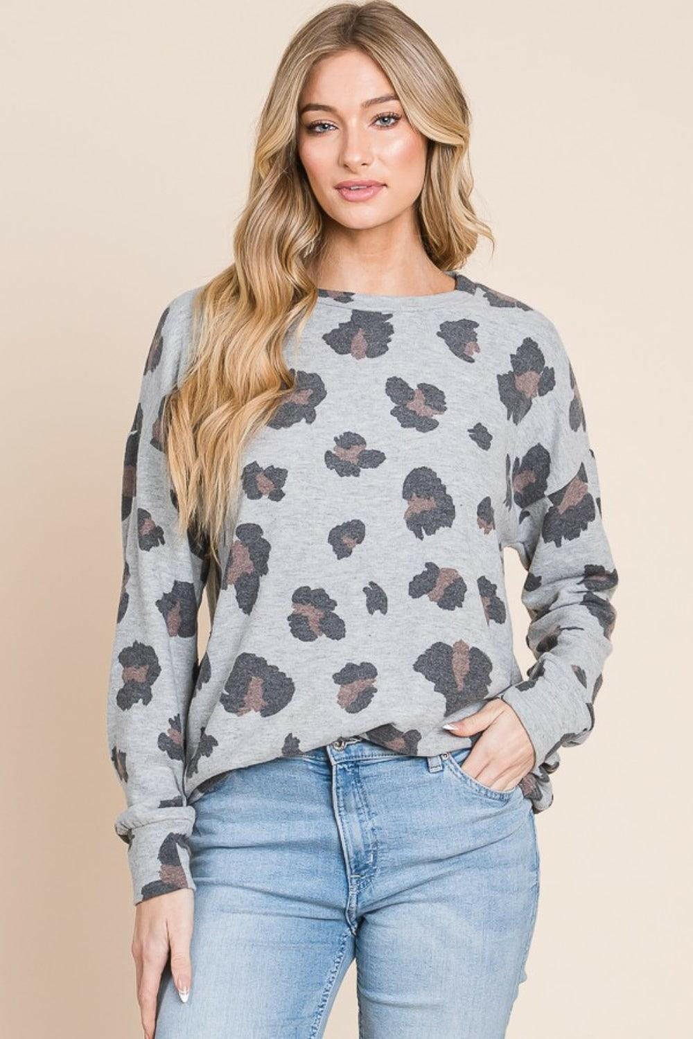 BOMBOM Leopard Drop Shoulder T-Shirt - Divasha