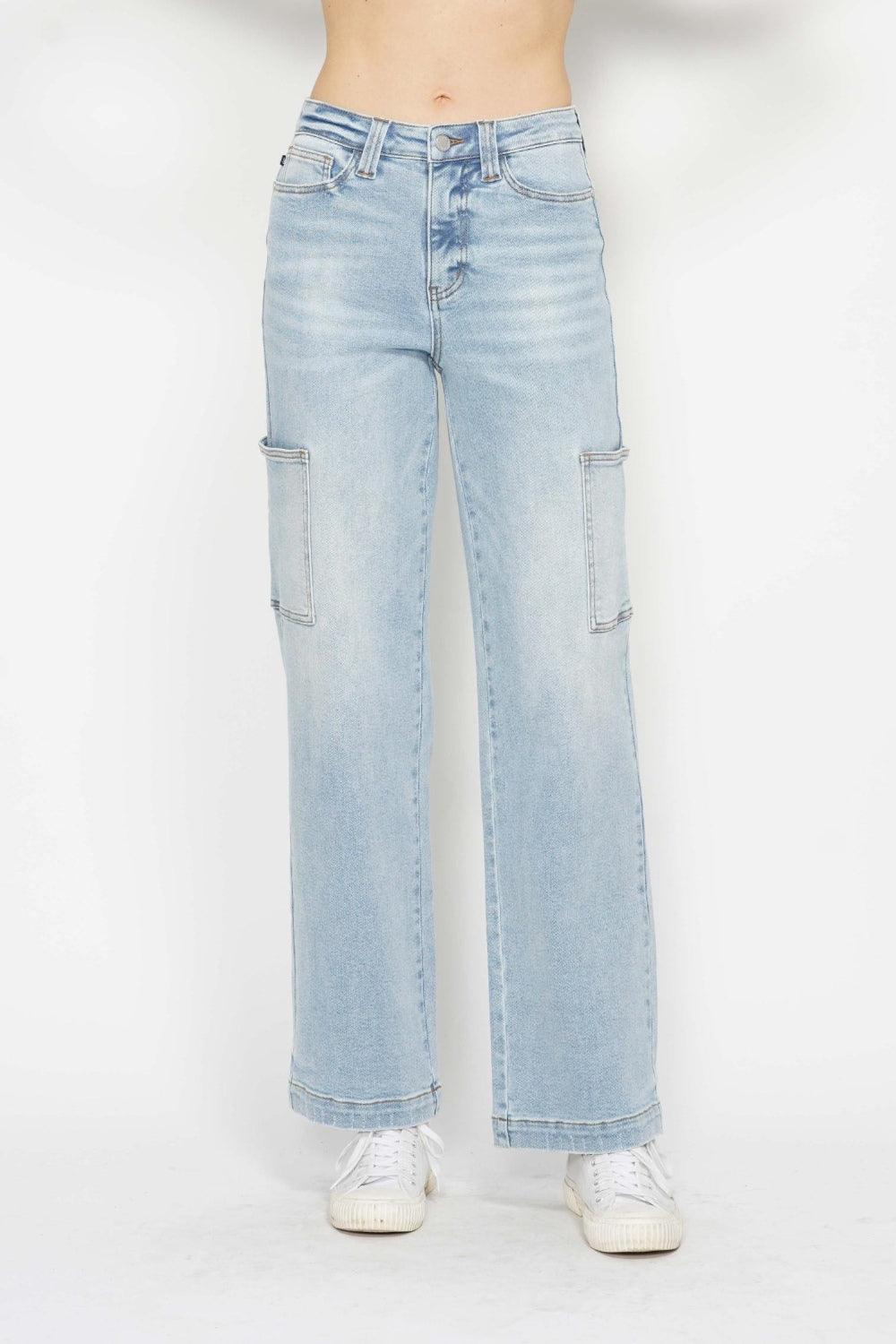 Judy Blue Full Size High Waist Straight Cargo Jeans - Divasha