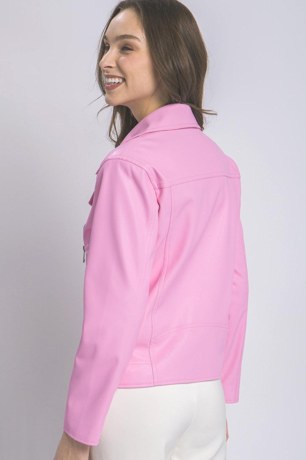 Love Tree Collared Neck Zip Up Jacket - Divasha