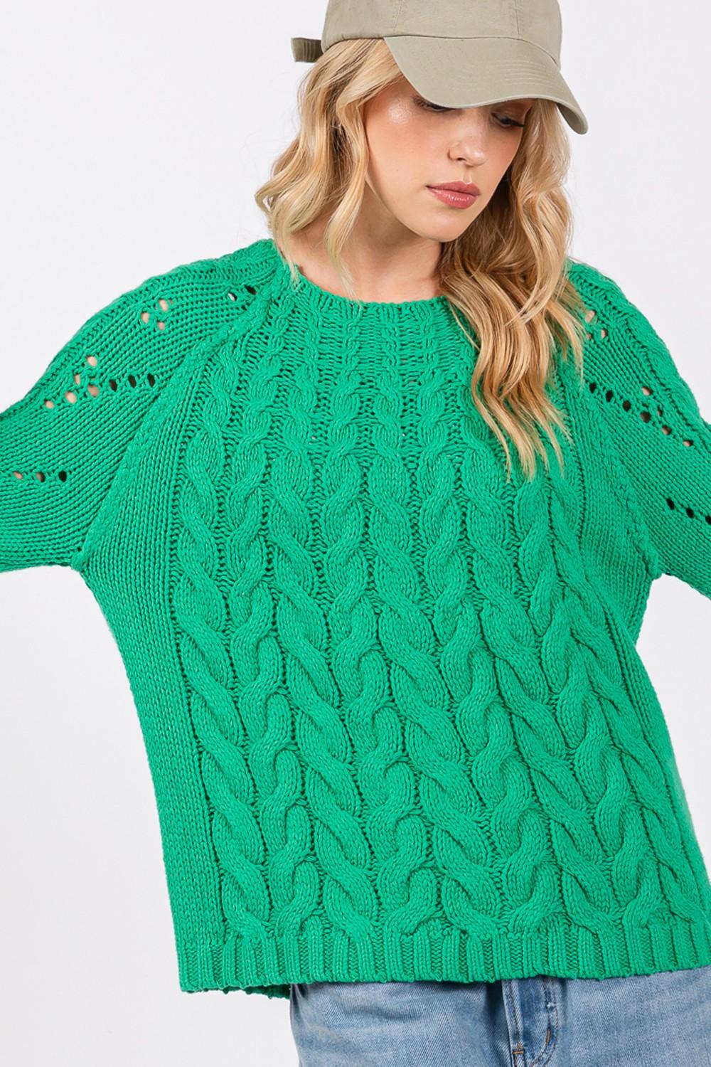 SAGE + FIG Cable-Knit Long Sleeve Sweater - Divasha