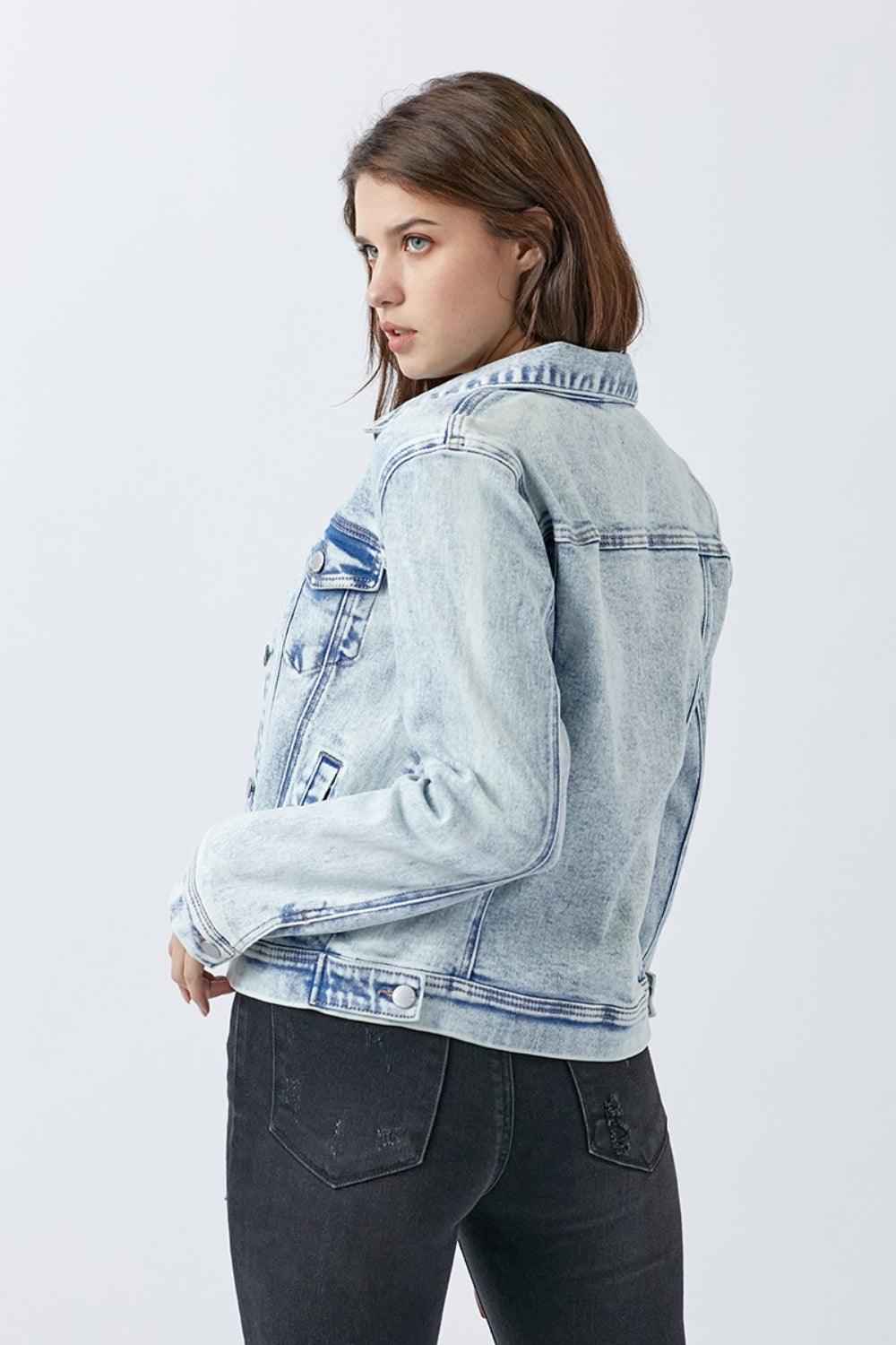 RISEN Button Up Washed Denim Jacket - Divasha