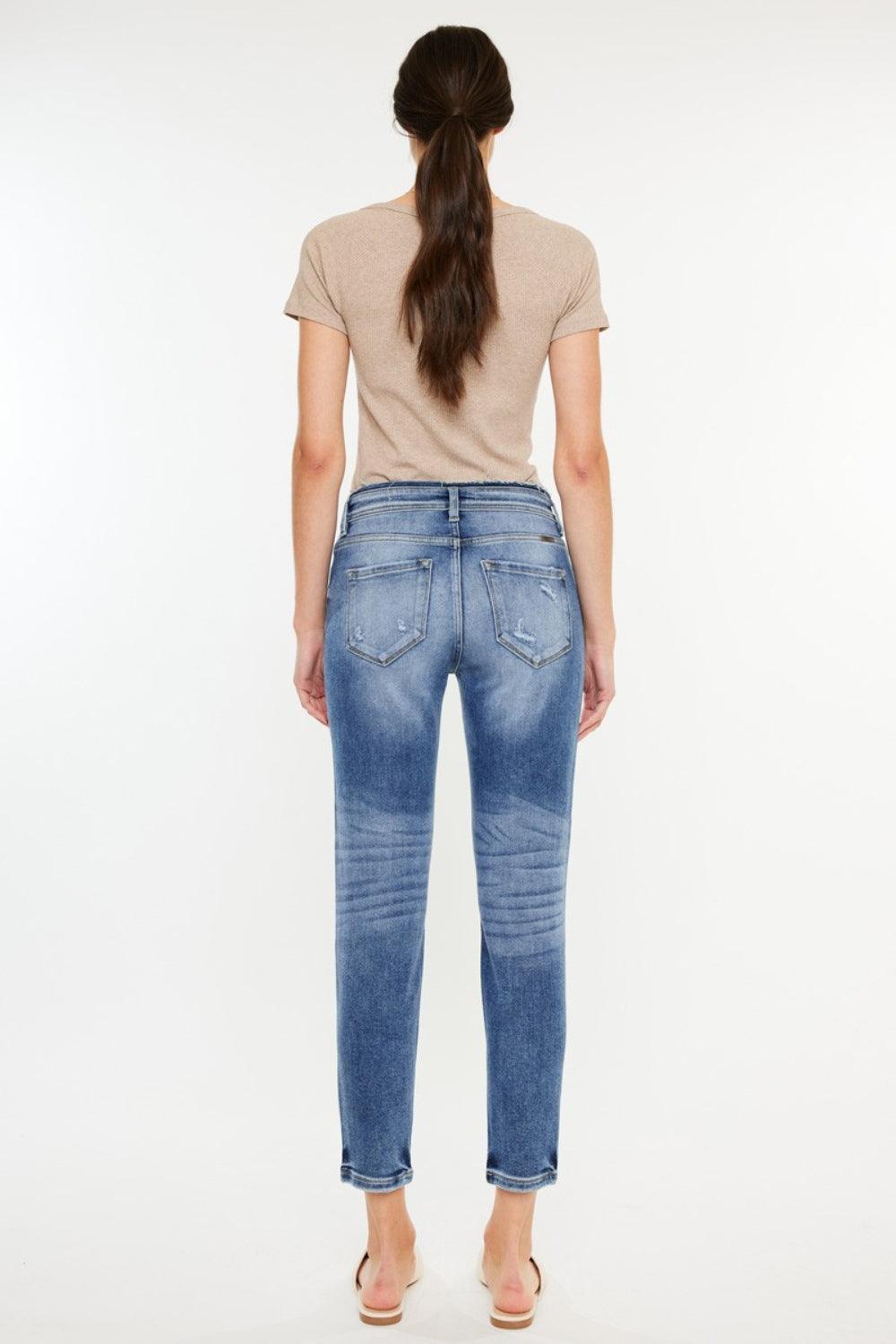 Kancan High Rise Distressed Mom Jeans - Divasha