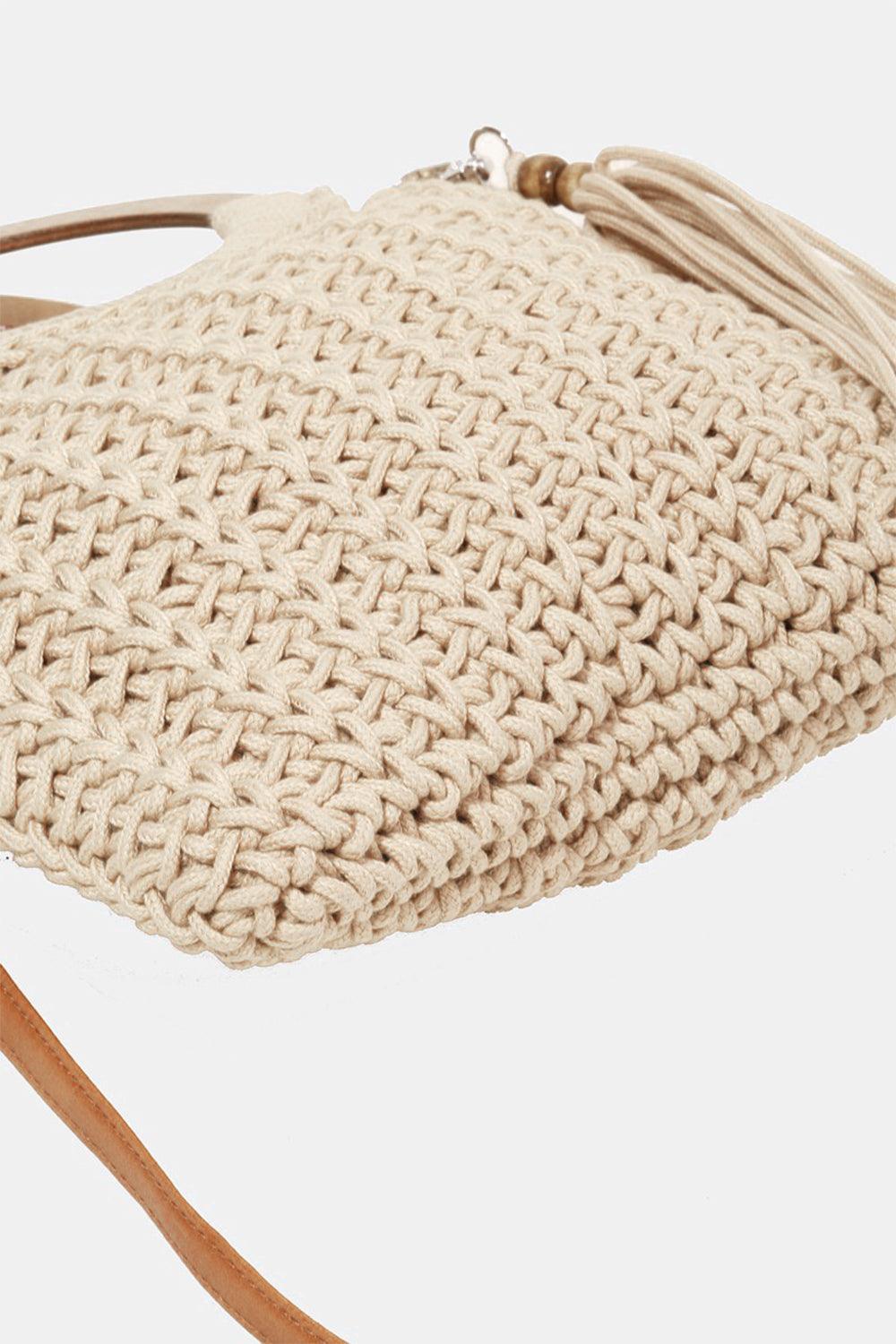 Fame Crochet Knit Convertible Tote Bag with Tassel - Divasha