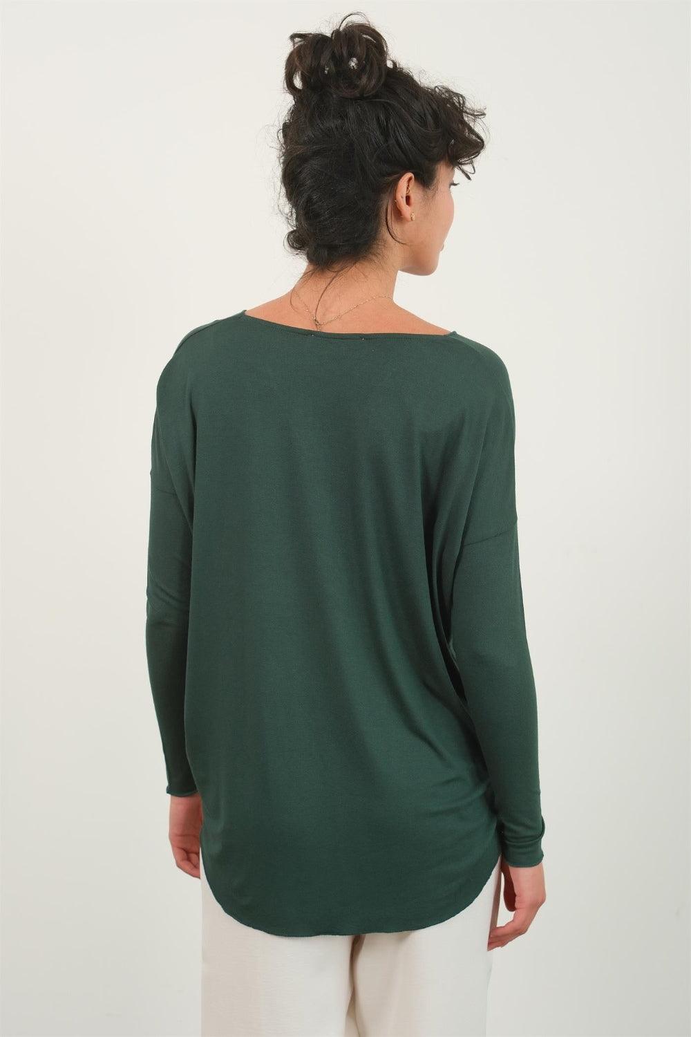 HYFVE Draped Drop Shoulder Long Sleeve Top - Divasha