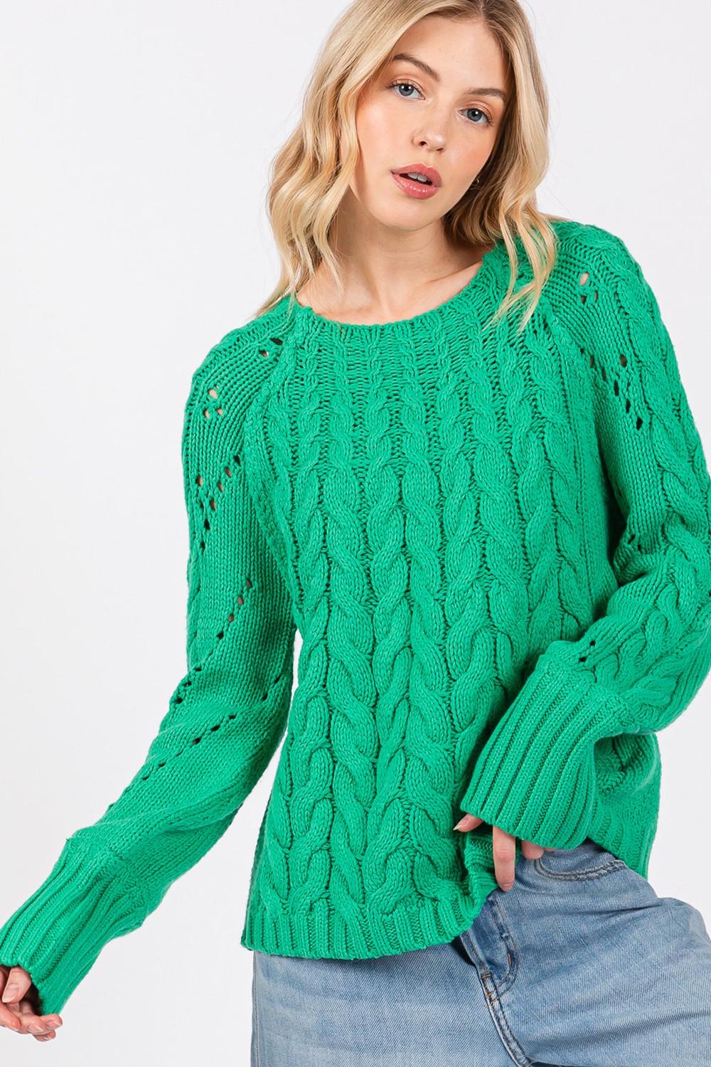 SAGE + FIG Cable-Knit Long Sleeve Sweater - Divasha