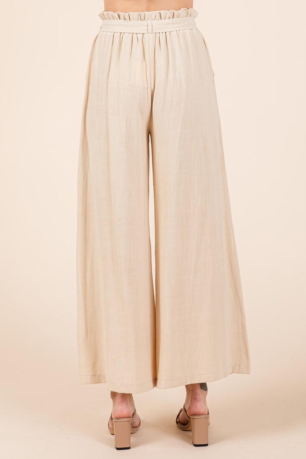 Mittoshop High Waist Tie Front Wide Leg Pants - Divasha