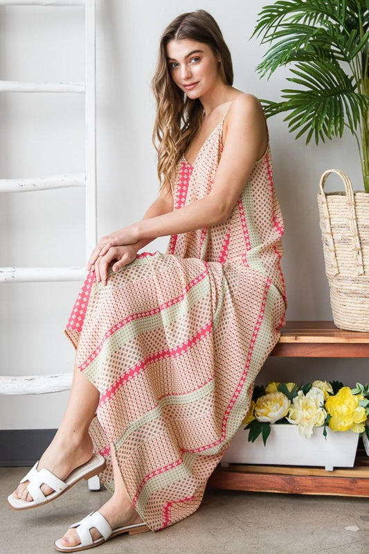 Heimish Printed Maxi Cami Dress with Pockets - Divasha